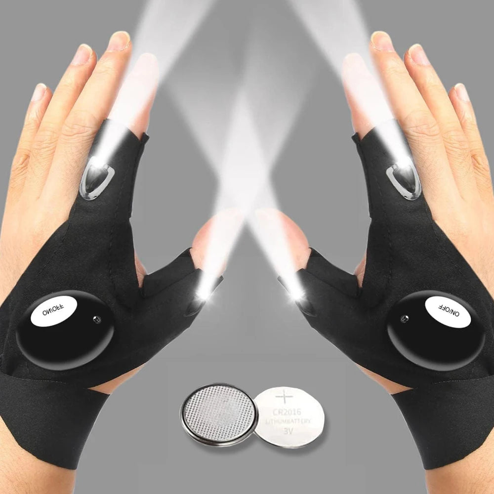 LED Half Finger Glove for Men Women Outdoor Waterproof
